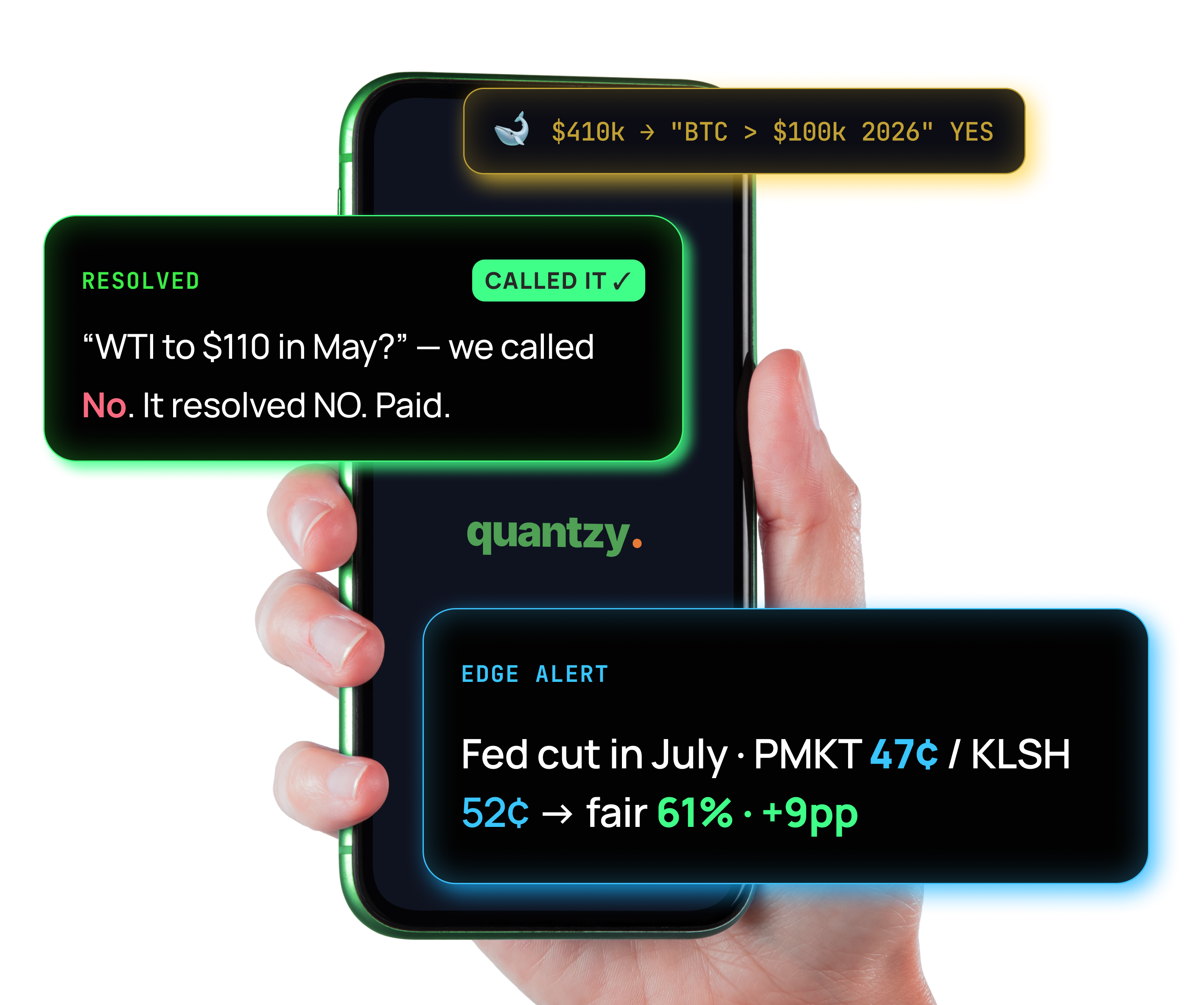 Quantzy live edge alerts on prediction markets